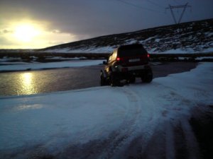 Crossing over glacier river